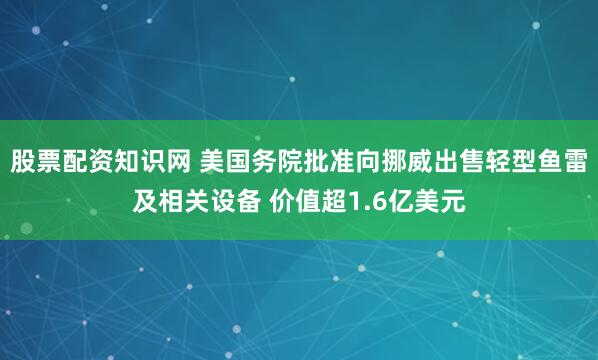 股票配资知识网 美国务院批准向挪威出售轻型鱼雷及相关设备 价值超1.6亿美元